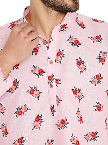Image of Maharaja Floral Printed Linen Kurta Pyjama Set for Men