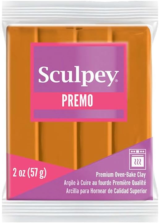 Premo Polymer Oven-Bake Clay, Burnt Orange, Non Toxic, 2 oz. bar, Great for jewelry making, holiday, DIY, mixed media and home décor projects. Premium clay Great for clayers and artists.