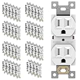 ENERLITES 61580-TR-W-40PCS Duplex Receptacle Outlet, Tamper-Resistant, Residential Grade, 3-Wire, Self-Grounding, 2-Pole,15A 125V, UL Listed, White (40 Pack), 40 Count