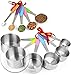 New Version! 11 Piece Measuring Cups And Spoons Set by Laxinis World | Sturdy Stainless Steel Stackable 6 Cups and 5 Spoons with Soft Silicone Handles to Measure Dry and Liquid Ingredients