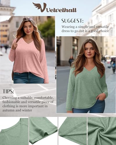 3 Pack Women's Plus Size T-Shirt, Raglan Long Sleeve V Neck Tunic Tops Loose Fit Casual Basic Tee Shirt3