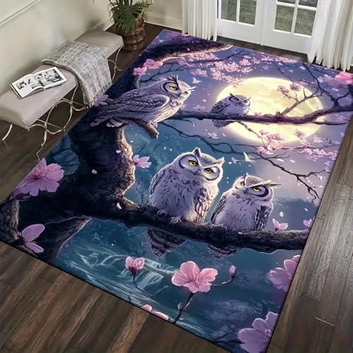Tapis de décoration hibou 3D tapis de sol chic antidérapant salon - 7