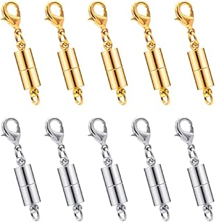 ManYing Set of 10 Pack Magnetic Lobster Clasps for Necklace Chain Extenders Jewelry Accessories Gold and Silver NC053