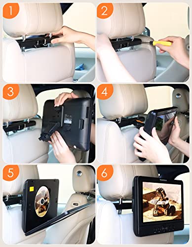 Fangor 10.5" Dual Screen Dvd Player, Portable Dvd Player For Car With Hdmi Input/Output, 2 Headrest Mount, Support Full Hd Transmission, 5 Hours Rechargeable Battery, Last Memory (1 Player+1 Monitor) #TOP6