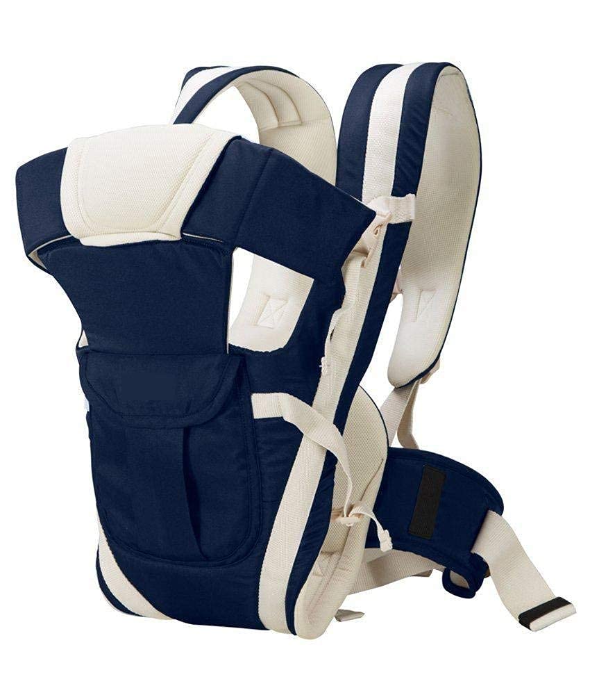 CPG SOFT 4-in-1 Adjustable Baby Carrier Cum Kangaroo Bag/Honeycomb Texture Baby Carry Sling/Back/Front Carrier for Baby with Safety Belt and Buckle Straps (Blue)