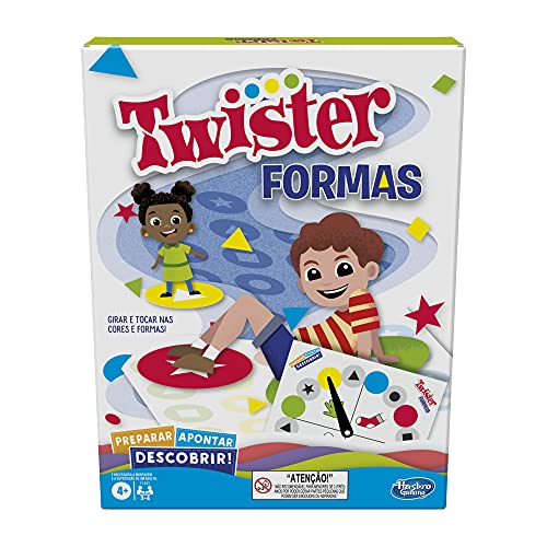 Hasbro Gaming Jogo Twister Formas e Cores com Tapete de Atividades - Ready Set Discover Twister Shapes - F1405 -, Branco, verde, amarelo, vermelho e azul