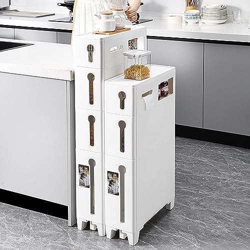 Narrow Slim Rolling Storage Cart and Organizer, 6.3 Inches Toilet Paper Holder Stand Skinny Bathroom Storage Cabinet Cart with Drawers (Size : B-3 Tier)