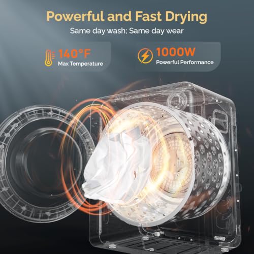 Image of ROVSUN 1.7 Cu.Ft Portable Clothes Dryer, Front Load Dryer for Laundry with Magnetic Door Lock, Compact Electric Dryer with Stainless Steel Tub for Apartment, Home, 120V (Classic Knob Control)