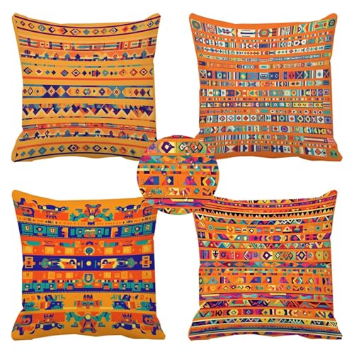Housse de coussin orange 45x45 imperméable pour canapé de jardin