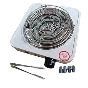KitaBulb Electric Charcoal Burner 1500W White Hot Plate for Coconut Coal Coffee/Tea/Milk- include Grid and Tongs