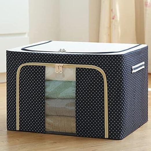 Image of Multipurpose Plastic Rectangular Storage Boxes with and Handle Matte Finish for Saree, Laptop, Books (set of 1, 66 L STORAGE BAG)