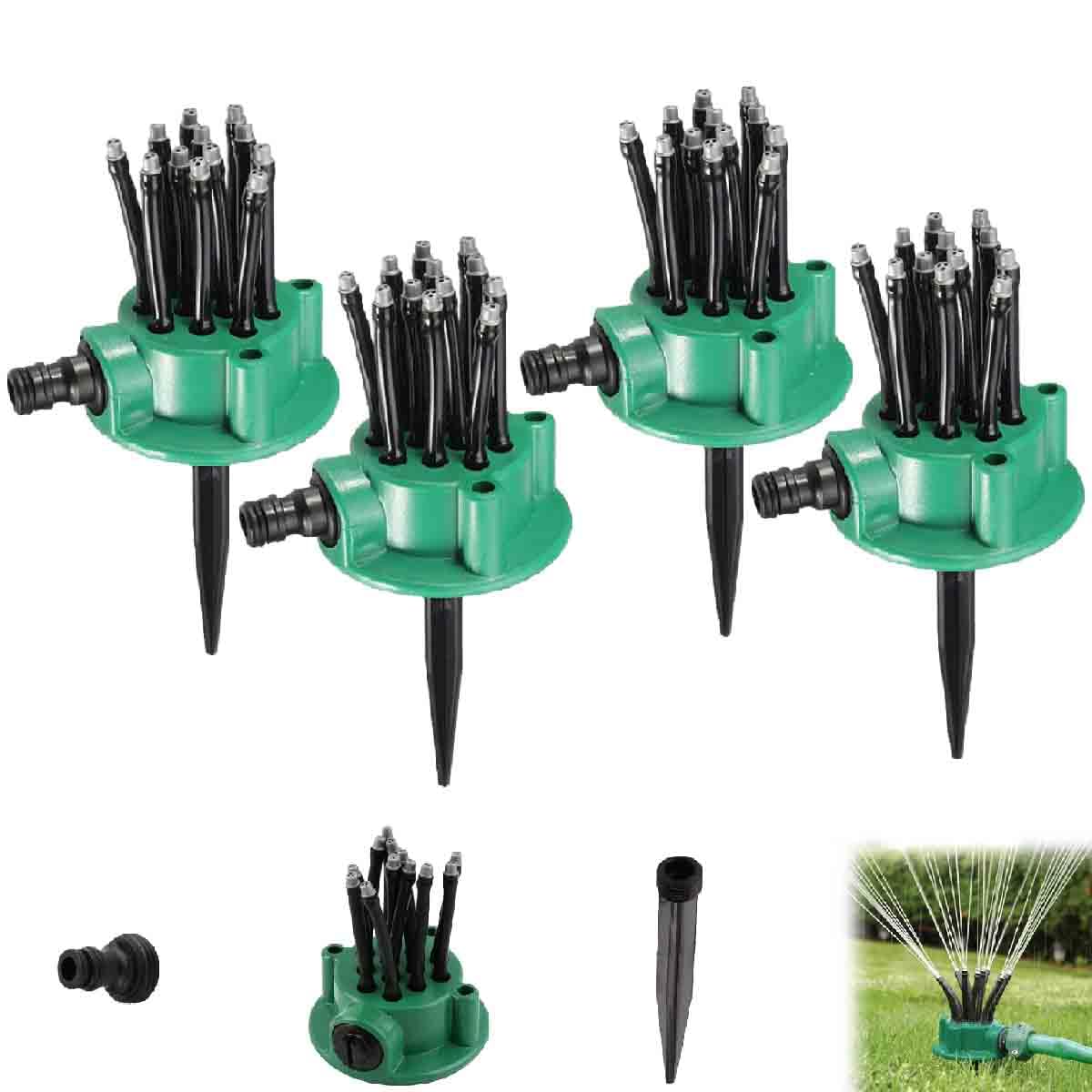 Irrigatore da giardino di precisione con copertura a 360°,Irrigazione da giardino con 12 ugelli flessibili regolabile,Irrigatori Prato multidirezionale per cortile,erba,patio,giardino(4pz)