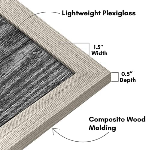 Image of Americanflat 16x20 Poster Frame - Driftwood Engineered Wood with Polished Plexiglass - Wide Picture Frame for Vertical or Horizontal Wall Display - Epic Collection - Driftwood