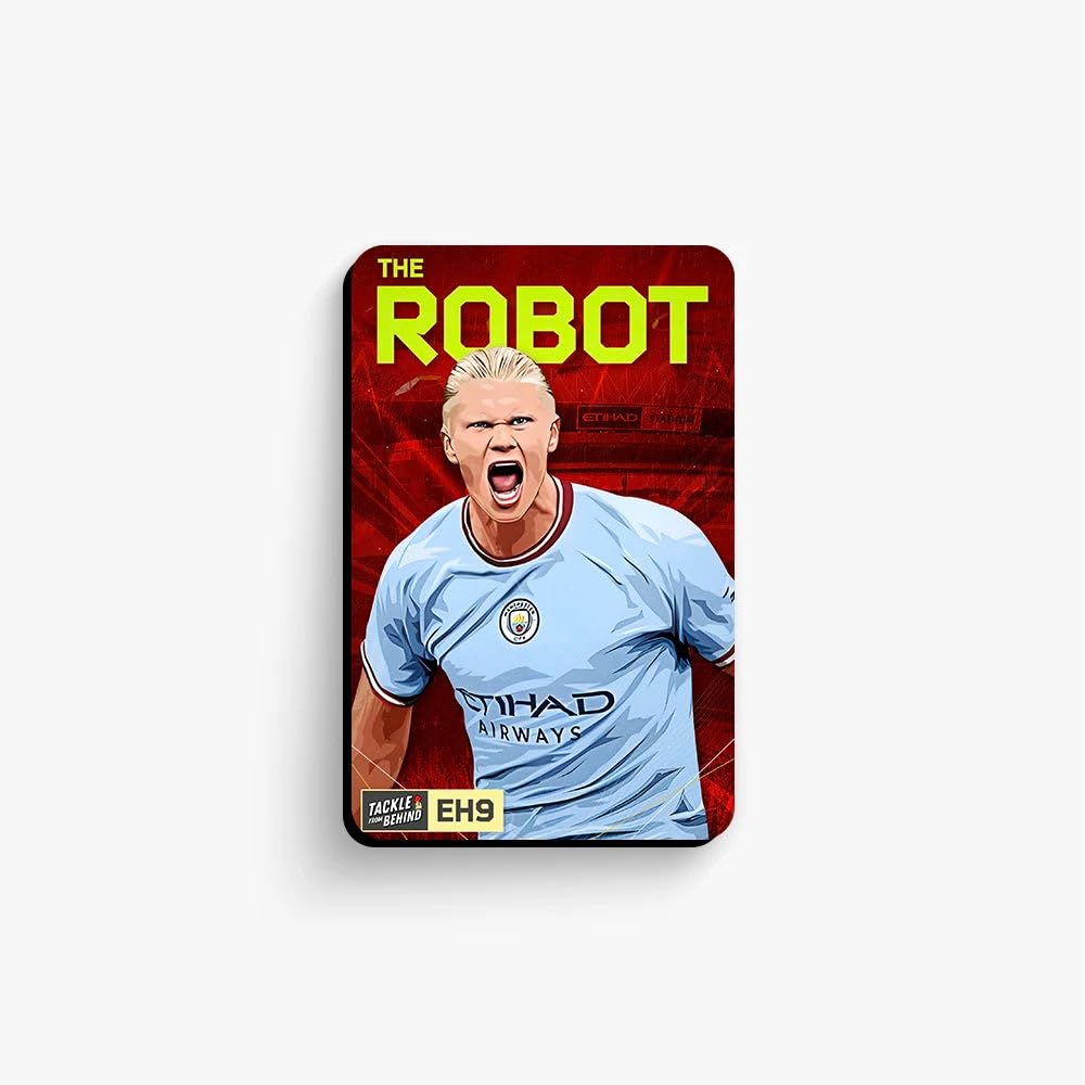Erling Haaland Fridge Magnet: Robot Celebration Design | Premium Glossy Wooden Magnet for Refrigerator | Football Fan Gift | Home & Kitchen Decor-image-15