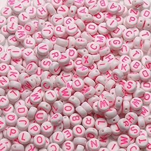 NITOPUPU Acryl Buchstabenperlen Rosa Weiß 1000 Stück