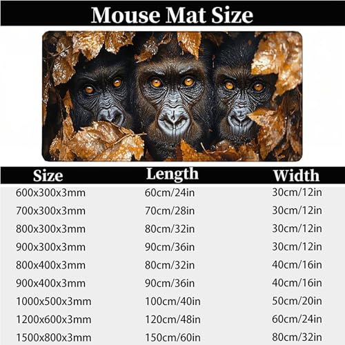 Tapis de souris XXL noir chimpanzé grand format 80x40cm mouse pad PC - 7