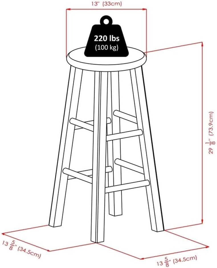 Pemberly Row 29" Transitional Bar Stool, Solid Wood, Rustic Gray Finish, Square Legs, 220 lbs Capacity, Fully Assembled, Handcrafted Design for Kitchen or Dining Area
