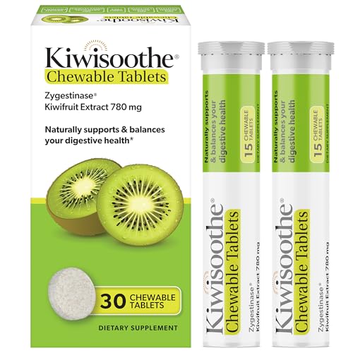 Kiwisoothe Chewable Tablets for Digestive Wellness - Tasty Kiwifruit Flavored Extract for Debloating for Women & Men - Supports Bowel Regularity & Bloating Relief - Gluten & Lactose Free, GMO-Free