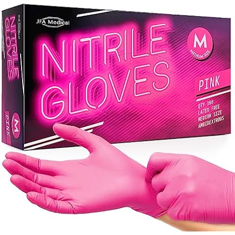 JFA Medical Medium Size Pink Nitrile Gloves Cover