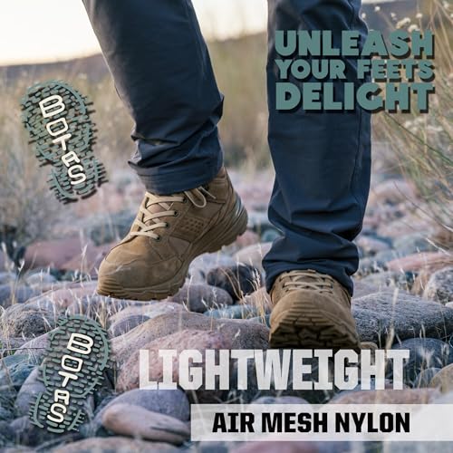 Image of Waterproof Tactical Boots Men, Breathable Outdoor Lightweight Military Hiking Work Boots for men