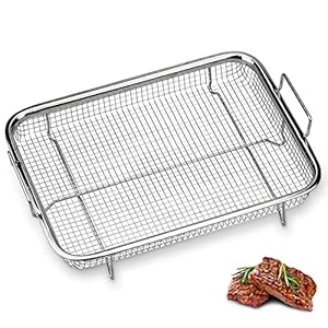 TAIZER Edelstahl Grillkorb Grillgitter Backkorb Grillkorb Mesh Grillkorb Backofen Barbecue Mesh Multifunktion Grillgitter BBQ für Backen von Pommes Frites Keksen Kuchen（1pcs)
