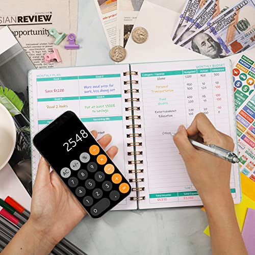 Budget Planner - Budget Book, 12 Month Undated Expense Tracker Notebook, 6.1" X 8.3", Financial Organizer/Account Book/Bill Organizer, With Stickers, Pocket And Elastic Closure, Manages Your Finances Effectively #TOP1