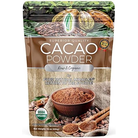 Pure Natural Miracles Cacao Powder Organic - Cocoa Powder Unsweetened - Organic Cocoa Powder - Raw Cacao Powder Organic - Ceremonial Cacao - 16oz Cover