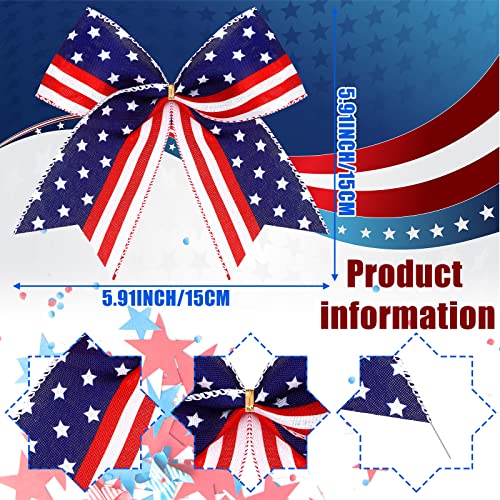 12 Pcs Red White Blue Patriotic Bows 6 Inch 4Th Of July Wreath Bow Large Burlap Patriotic Bow American Flag Star Ribbon Bows For Memorial Independence Day Front Door Wall Fence Decor (Classic Style) #TOP1