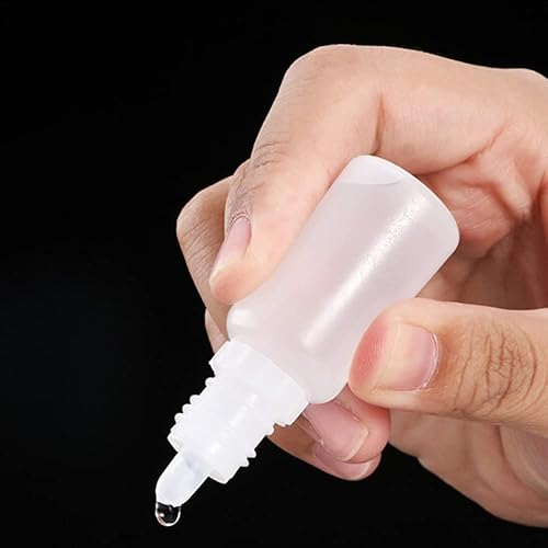 Miniatura 6 de Bettomshin 5 botellas cuentagotas de 1.69 onzas, botellas vacías de plástico exprimibles para ojos con tapa a prueba de niños, pequeños recipientes