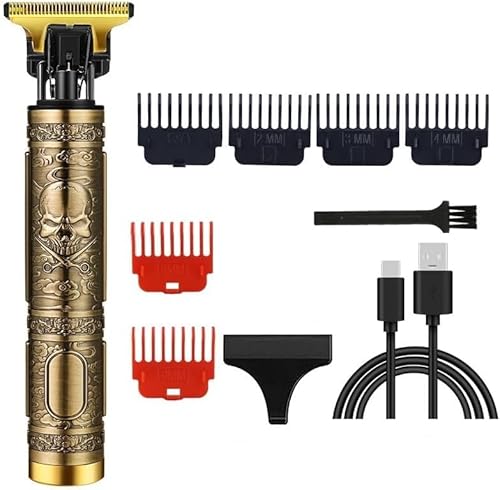 Professional Hair Trimmer for Men, Beard Trimmer Hair Clippers for Men, Cordless Rechargeable Hair Trimmer Metal Body Cutting Grooming Kit,Beard Shaver Barbershop (Bronze)