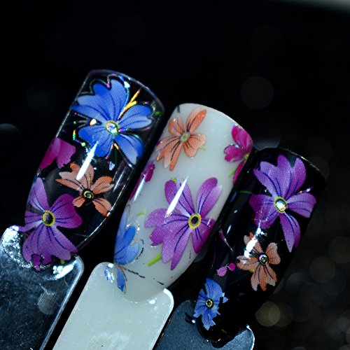 Beautiful Designed Nail Art Product Nail Glue transfer Foil Beautiful Flower Purple Orange