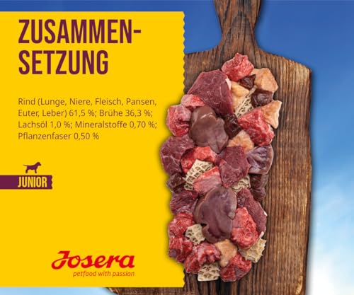 JOSERA Meat Lovers Junior Pure Beef (6 x 400 g) | Junior | Premium Nassfutter für Welpen & Junghunde | extra viel Rindfleisch & Lachsöl | getreidefrei | Alleinfutter | Hundefutter nass | 6er Pack