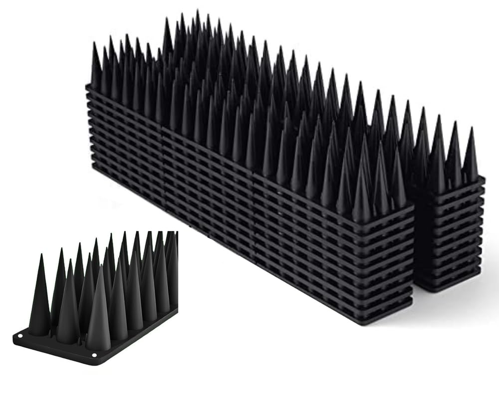 CHANCEUX Anti Bird Plastic Spikes Black (5 pcs Set) for AC Balconies Window Home Protection from Pigeon Dog Monkey Crow Kabootar -Area Covers 5 FT - kabutar Control Scare Repellent Balcony Railing-image-1