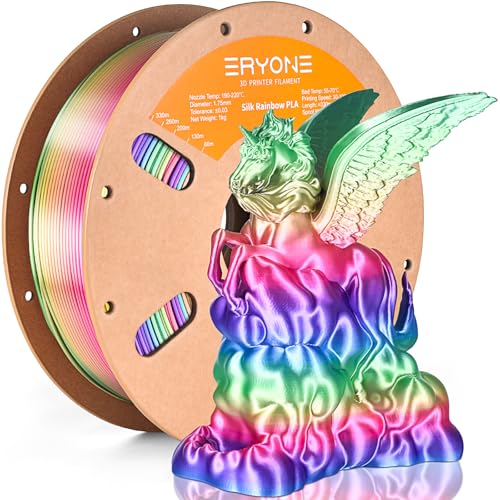 Image of ERYONE Silk Rainbow 3D Printer PLA Filament 1.75 + /- 0.03mm, Shiny Multicolor Filament PLA Fast Color Change 1KG(2.2LBS), Candy Rainbow