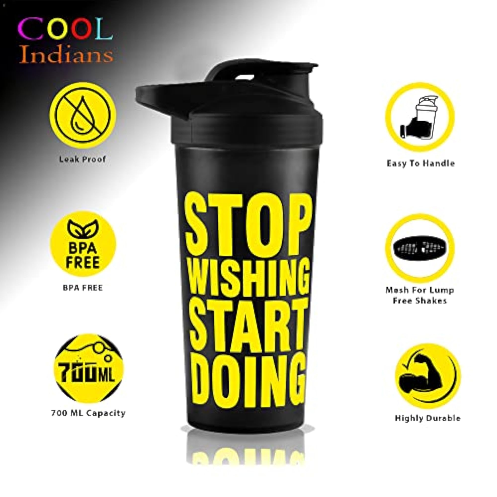 Front Zip Gym Bag & Stop Wishing Shaker Bottle Combo