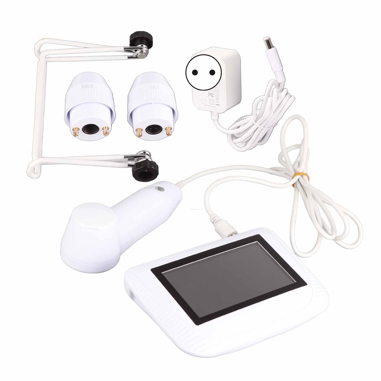 Analizzatore Diagnostico Capelli e Pelle Professionale, Tricocamera 5 Pollici con Ingrandimento 50x-200x, Rilevatore di Cuoio Capelluto, Misuratore Umidità Oleosità, Diagnosi Digitale LCD per Viso Fo