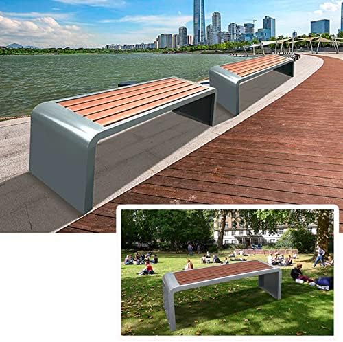 Weatherproof Outdoor Metal Frame Bench - Backless Silver Patio Seating 100x40x45cm for Garden, Porch & Park - Stylish Lounge Furniture for Outdoor Spaces