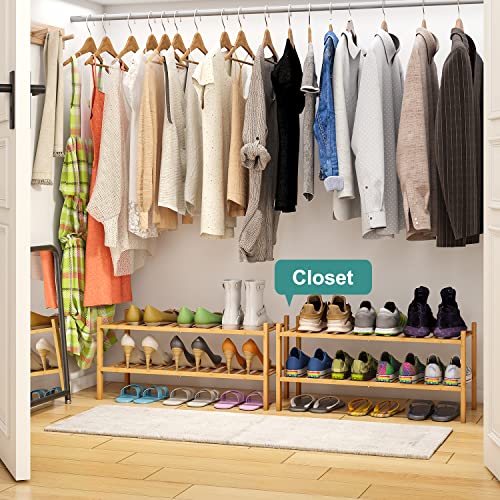 Viewcare 2-Tier Bamboo Shoe Rack For Entryway, Stackable | Foldable | Natural, Shoe Organizer For Hallway Closet, Free Standing Shoe Racks For Indoor Outdoor #TOP1
