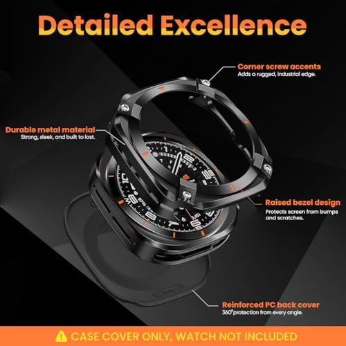 Image of ZORBES Compatible with Samsung Ultra 47mm, Smartwatch Bumper Case Cover, Shockproof and Scratch-Resistant Armor, Protective Metallic Watch Case Cover