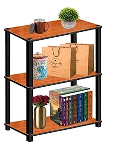 OFIXO 3-Tier Multipurpose Turn-N-Tube End Table/Side Table/Night Stand/Bedside Table/Shoe Rack/Book shelve with Heavy Duty Plastic Tube-(Teak Natural)
