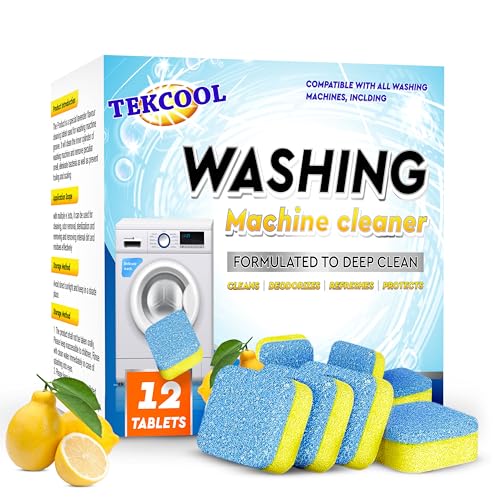 Image of TEKCOOL Washing Machine Cleaner Tablet Descaling Powder Tablets, Washing Machine deep Cleaner, Deep Cleaner Tablet All Company's Front and Top Load Machine (12 pcs) (Lemon Yellow).
