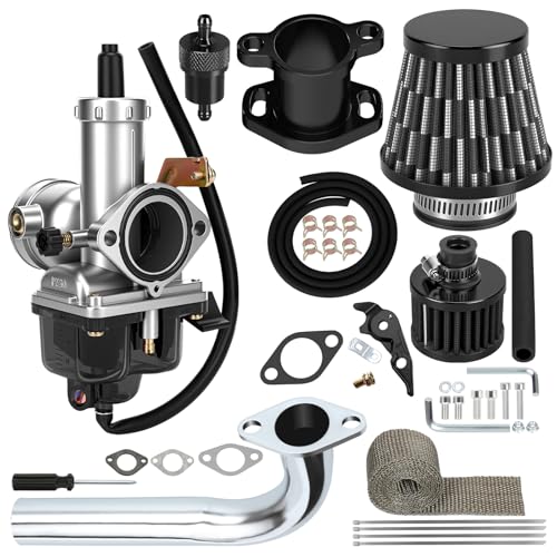 CILOYU PZ30 30mm Carburetor with Exhaust Header Stage 1 Kit Replacement for Predator 420cc 301cc GX390 GX340 GX270 GX240 389cc 13HP 11HP Engine Mini Bike Go Kart Cart Parts Accessories Intake Manifold
