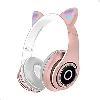 Fone De Ouvido Bluetooth Sem Fio Orelha Gato DobravelCartão de Memória, USB Cat Luzes Led Mundo Compras