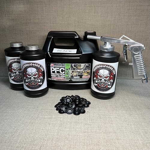 Gallon PFC Black, Standard Economy Undercoating Spray Gun, 3 Black Quart Bottles, and 50 Rust Plugs