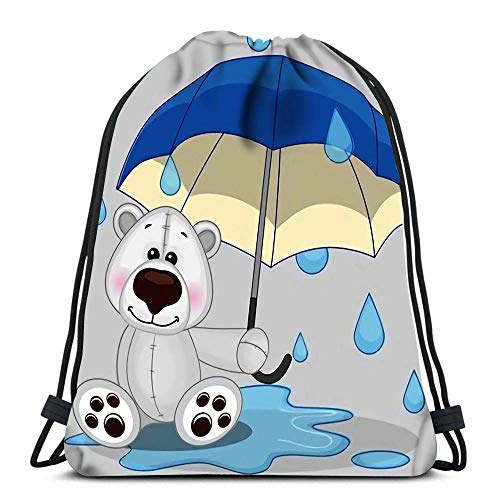 Lmtt Oso Polar de la Tarjeta de felicitación de la Mochila del Lazo con el Paraguas