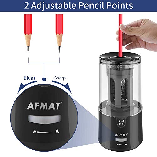 AFMAT PS92 Electric Pencil Sharpener - Auto Stop, Super Sharp & Fast, Plug in Pencil Sharpener for 6-12mm No.2/Colored Pencils - Classroom/Office/Home - Black - Thumbnail 6