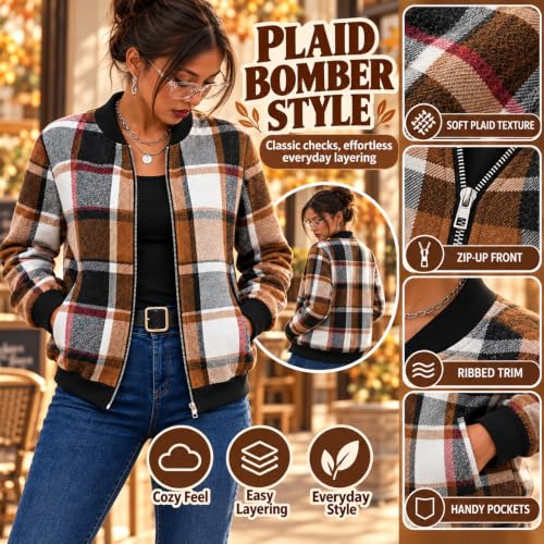 Womens Flannel Jacket Plaid Zip Up Shacket with Pockets for Fall Outfits - image 4