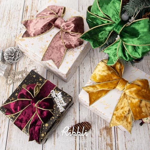 Image of Ribbli White Velvet Wired Ribbon 2.5 Inch Metallic White Silver Crushed Velvet Christmas Ribbon for Gift Wrapping Christmas Tree Decoration Crafts Wreaths Supplies-Continuous 10 Yards