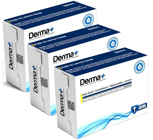 Derma Cure Kojic Acid Soap with Glutathione, Niacinamide, Lemon for Skin Brightening, Dark Spots (Pack of 3)