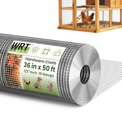 1/2 inch 36inx 50ft Hardware Cloth Chicken Wire Fencing 19G, Hot Dipped Galvanized After Welding, Wire Mesh Roll, Garden Fence, Poultry and Rabbit Barrier, Outdoor Metal Fencing